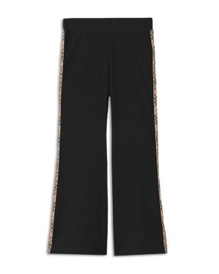 Girls' Check Trim Stretch Cotton Blend Flared Trousers - Little Kid, Big Kid