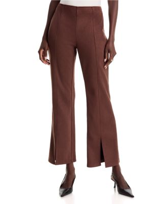 Faux Suede Split Hem Flare Pants