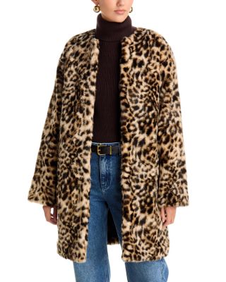 Faux Fur Leopard Print Coat