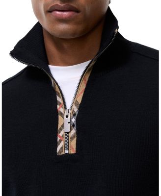 Burberry Check Trim Wool Half-zip Sweater | Bloomingdale's Men