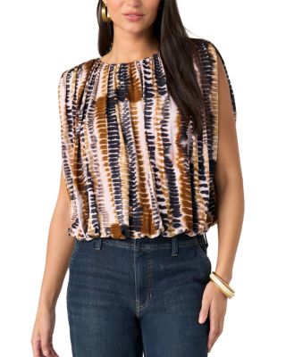 Sleeveless Draped Shoulder Pad Top