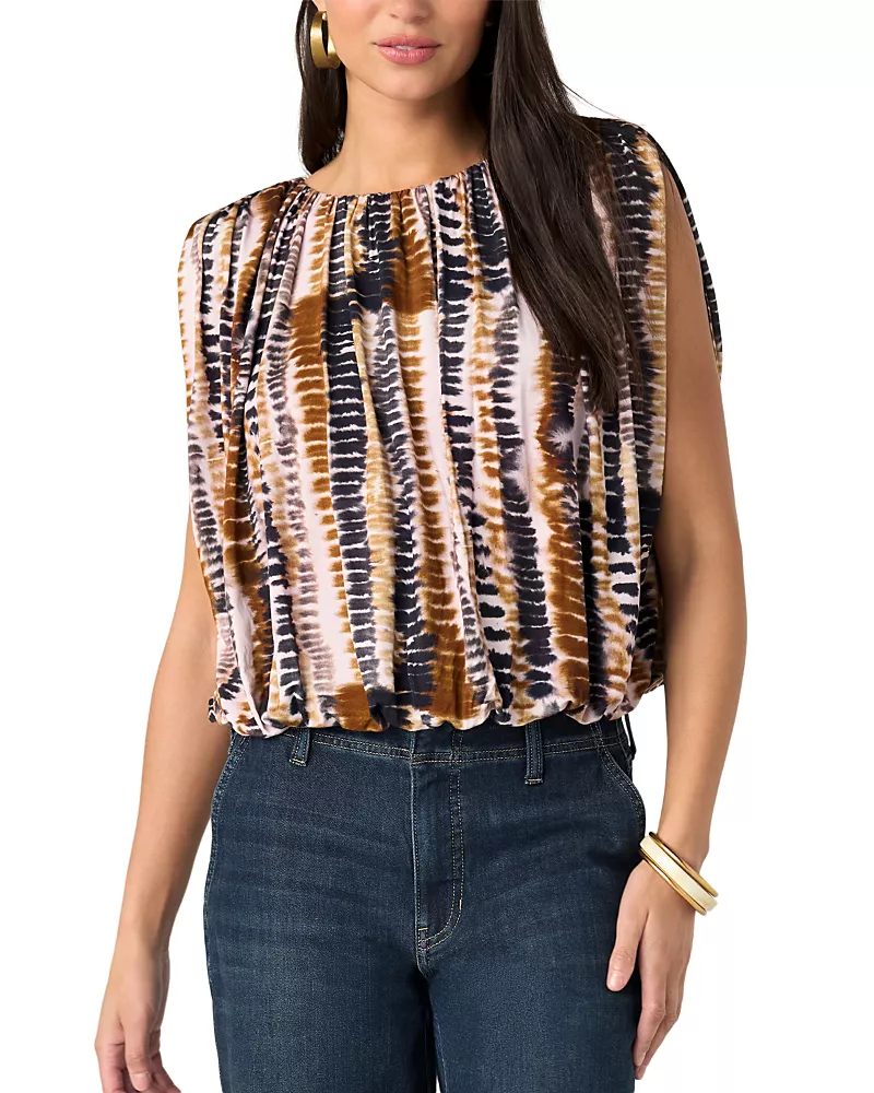 Liverpool Los Angeles Sleeveless Draped Shoulder Pad Top