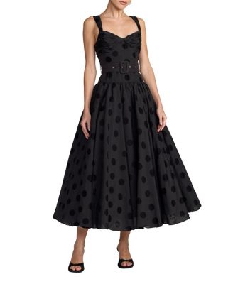 Polka Dot Belted Midi Dress