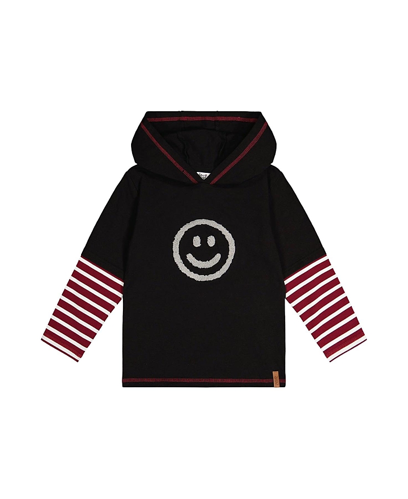 Deux par Deux Boys' Fake Double Sleeve Hooded Stripe Detail T-Shirt - Little Kid