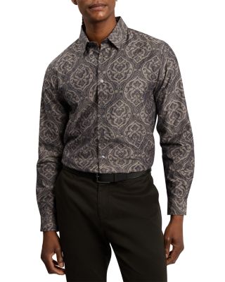 Damzen Jacquard Leaf Print Shirt