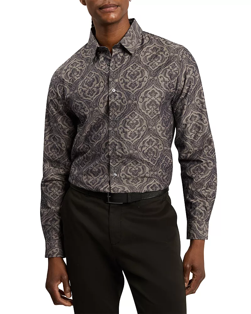 Ted Baker Damzen Jacquard Leaf Print Shirt