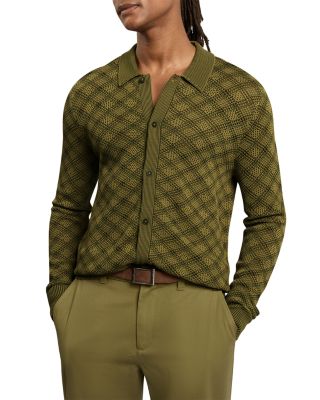 Kearl Long Sleeve Geometric Stitch Sweater Polo