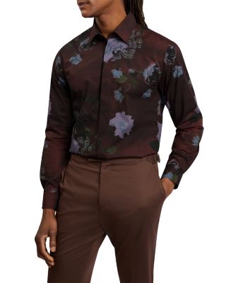 Ted Baker Hadwin Relaxed Painted Floral Print Shirt