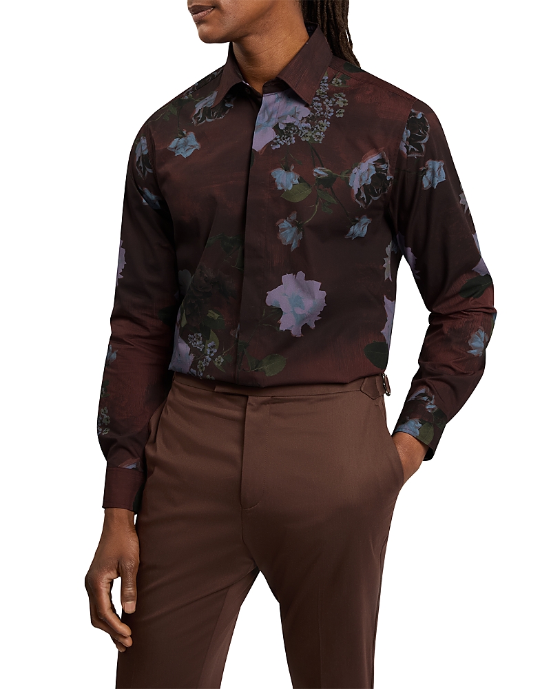 Ted Baker Hadwin Relaxed Painted Floral Print Shirt