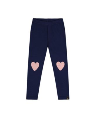 Girls' Brushed Jersey Heart Applique Elastic Waist Leggings - Big Kid