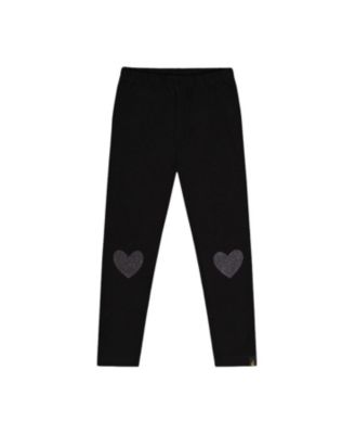Girls' Organic Cotton Glitter Heart Knee Patch Leggings - Big Kid