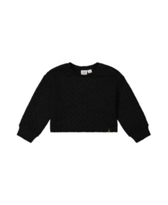 Girls' Quilted Diamond Shoulder Button Jacquard Sweatshirt - Big Kid