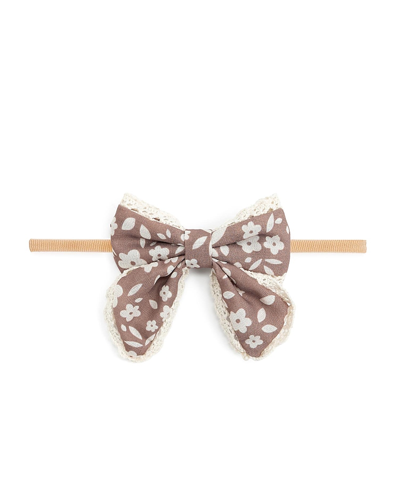 Sweet Wink Girls' Mocha Floral Lace Bow Baby Headband - Baby