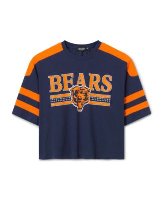  Women's NFL Chicago Bears Bling Striped Crop Tee