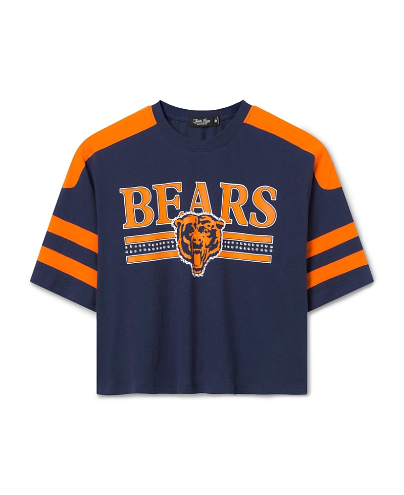 Junk Food Clothing Women's Chicago Bears Bling Striped Crop Tee