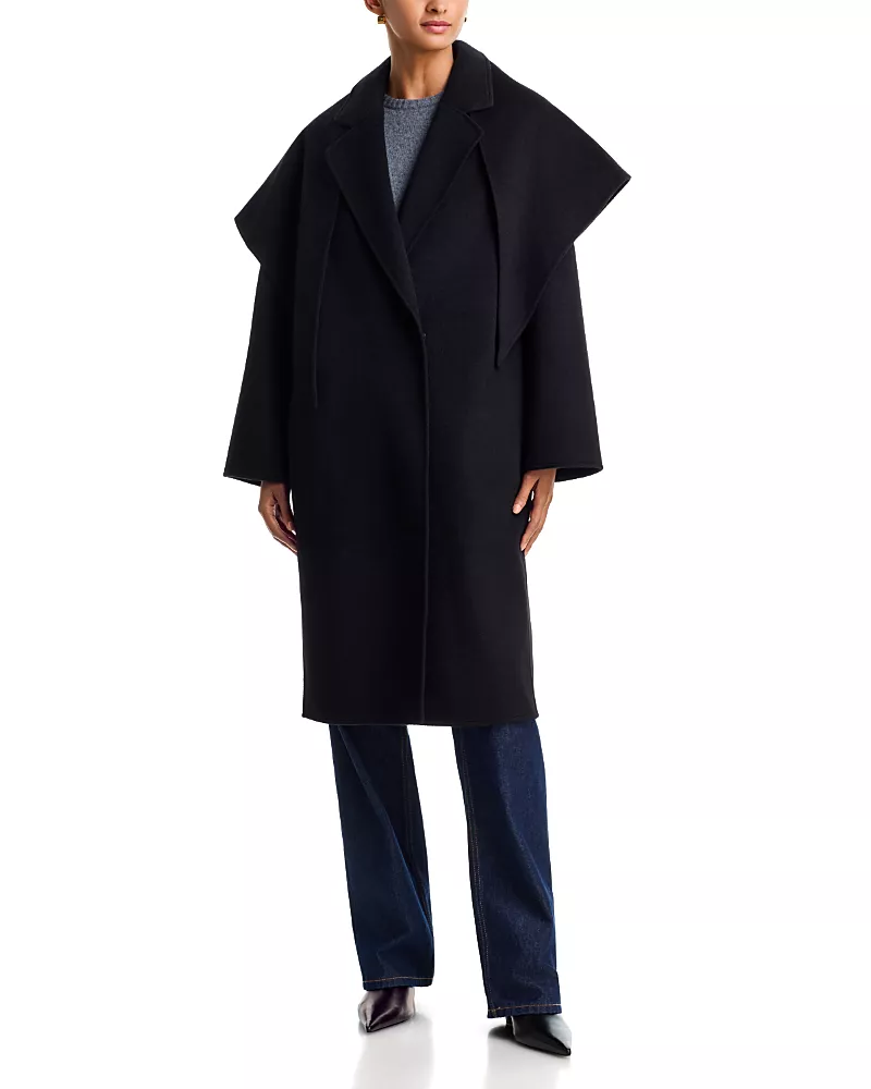 Aqua Oversized Removable Scarf Coat - Exclusive