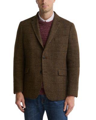 Gosforth Wool Windowpane Elbow Patch Jacket