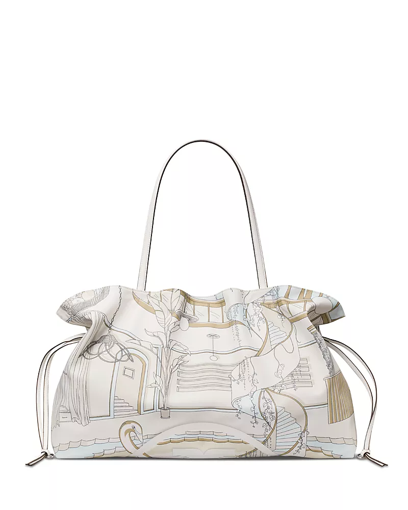 Tory Burch Ella Medium Printed Drawstring Tote Bag