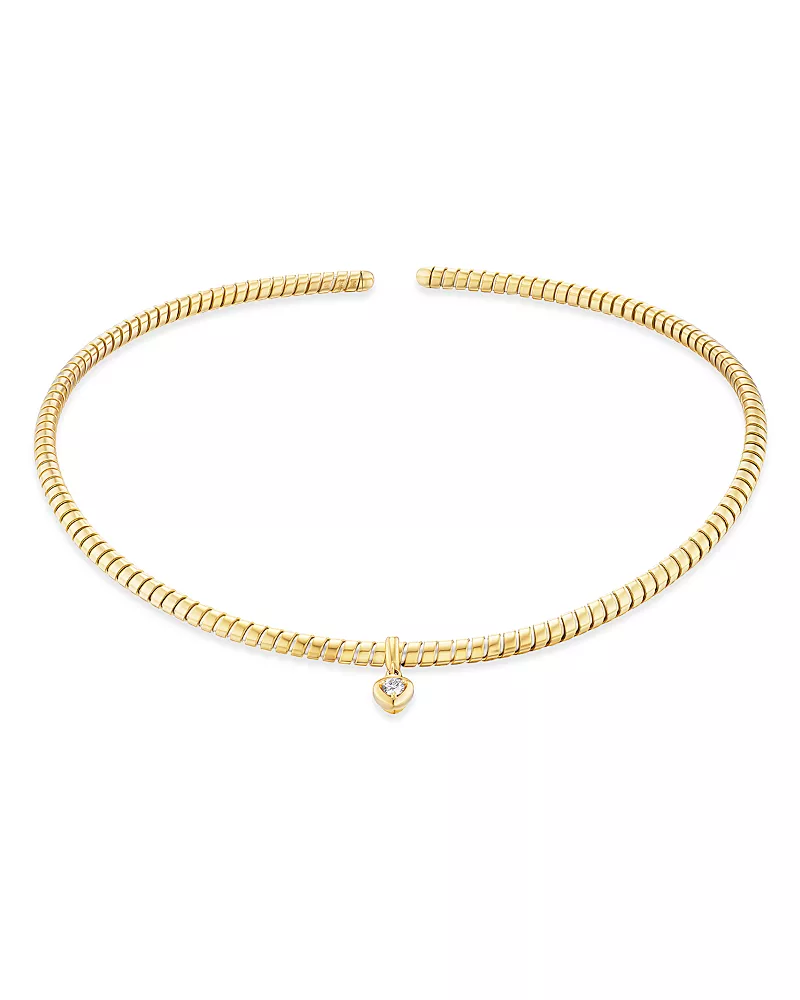 Marina B 18K Yellow Gold Lina Diamond Drop Collar Necklace, 0.13 tcw