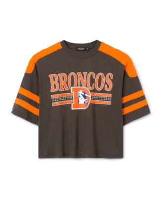 Junk Food Clothing Women's Denver Broncos Striped Bling Crop Tee