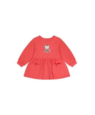  Girls' Organic Cotton Cat Patch Pocket Gathered Tunic - Baby