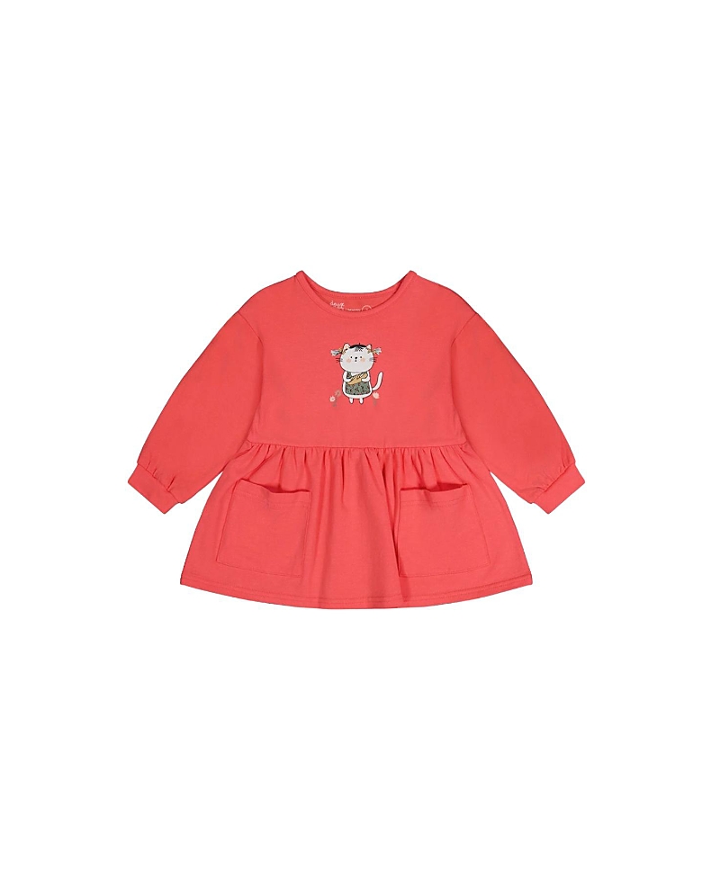 Deux par Deux Girls' Organic Cotton Cat Patch Pocket Gathered Tunic - Baby