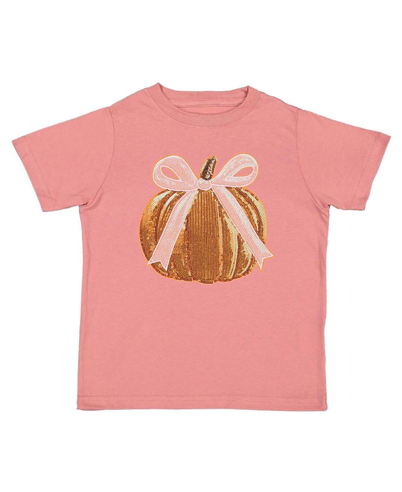 Sweet Wink Girls' Coquette Pumpkin Sequin Patch Short Sleeve T-Shirt - Baby, Little Kid