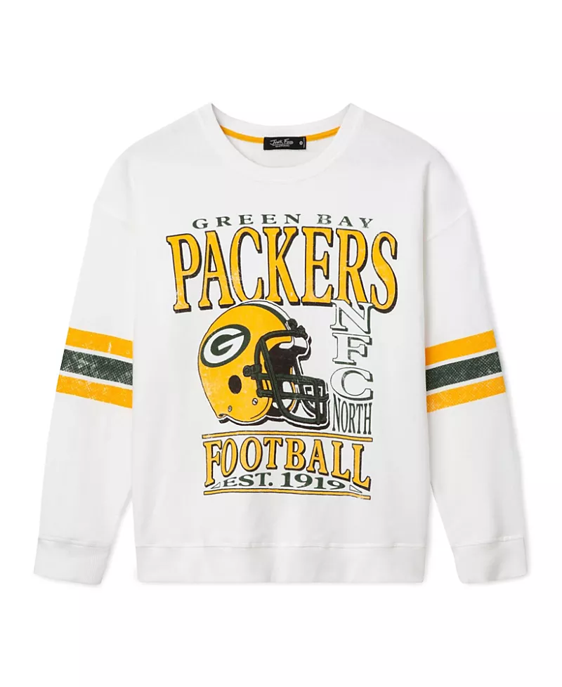 Junk Food Clothing Women's Green Bay Packers Oversized Striped Fleece