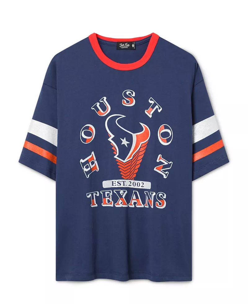 Junk Food Clothing Women's Houston Texans Glitter Boxy Ringer