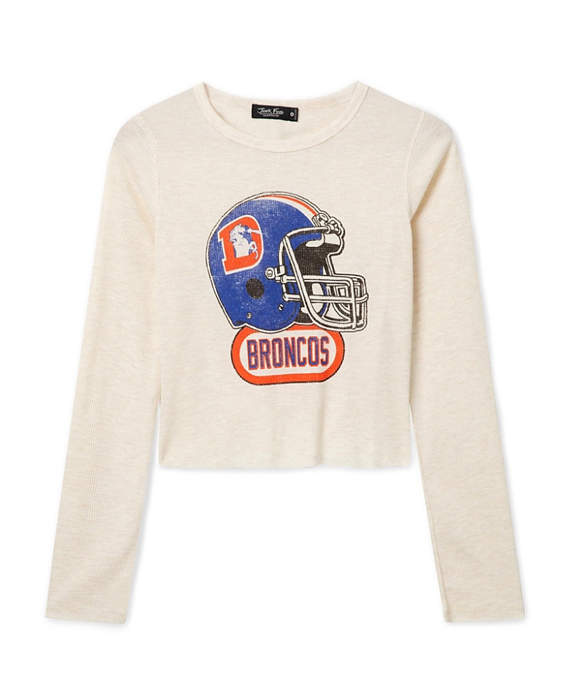 Junk Food Clothing Women's Denver Broncos Helmet Crop Thermal
