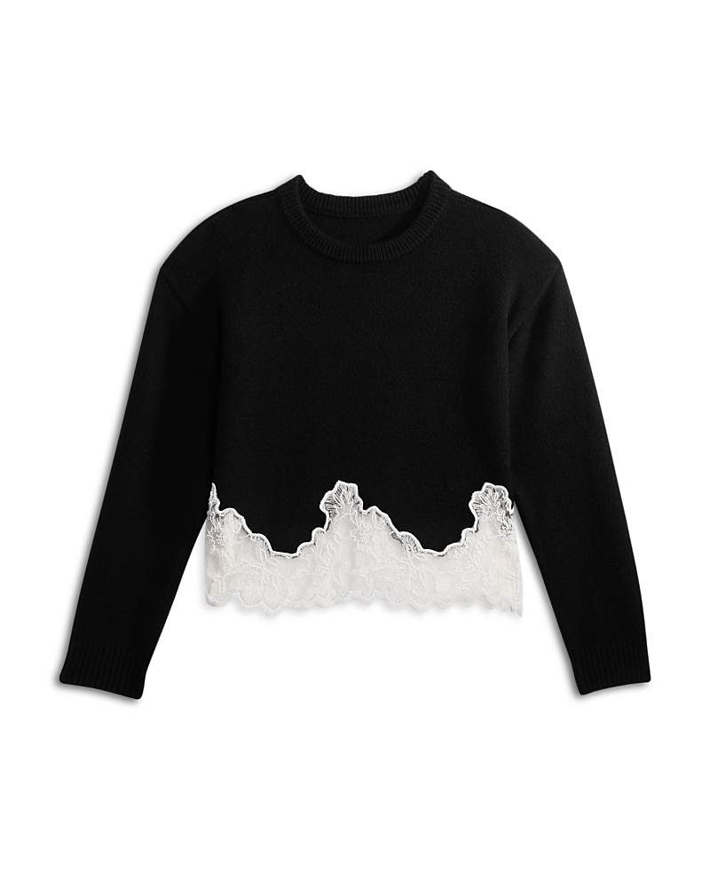 Aqua x Nicky Hilton Girls' Lace Hem Sweater, Big Kid - Exclusive
