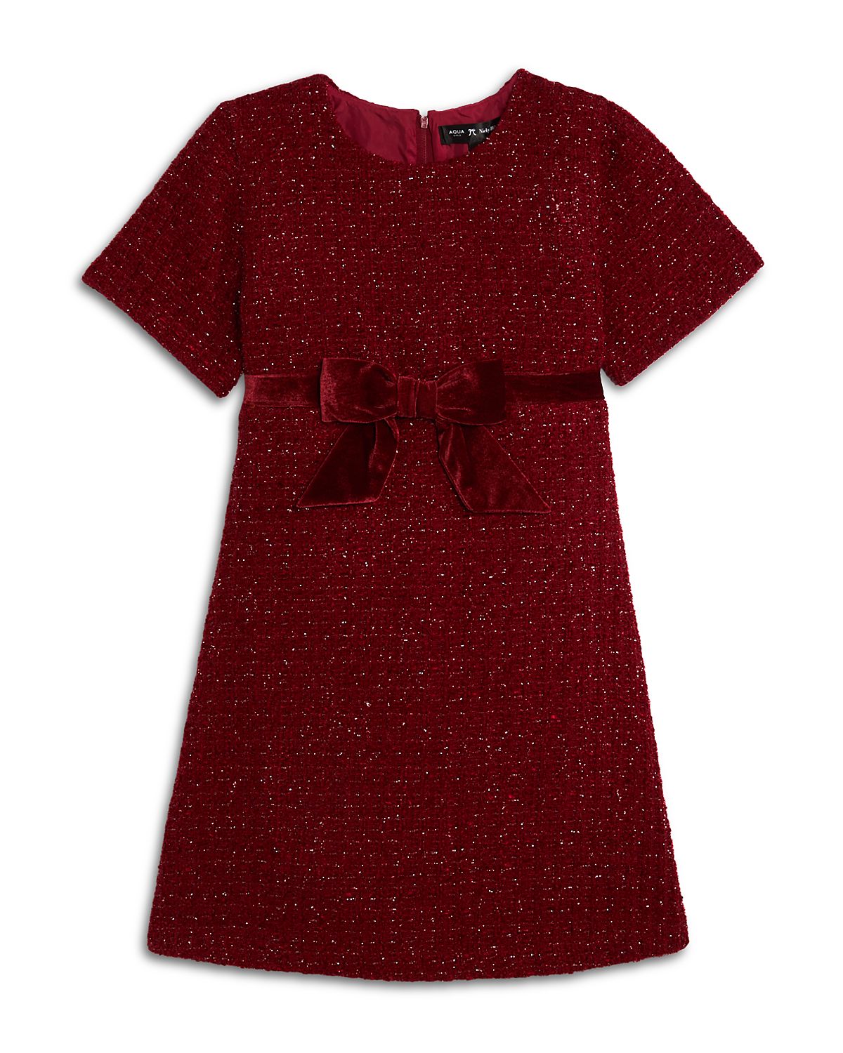 Aqua x Nicky Hilton Girls' Short Sleeved Bow Waist Dress, Little Kid
