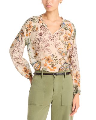 Bellina Cotton & Silk Split Neck Top