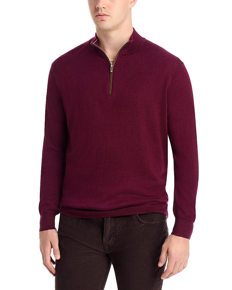 Peter Millar Autumn Crest Suede Trim Quarter Zip Sweater