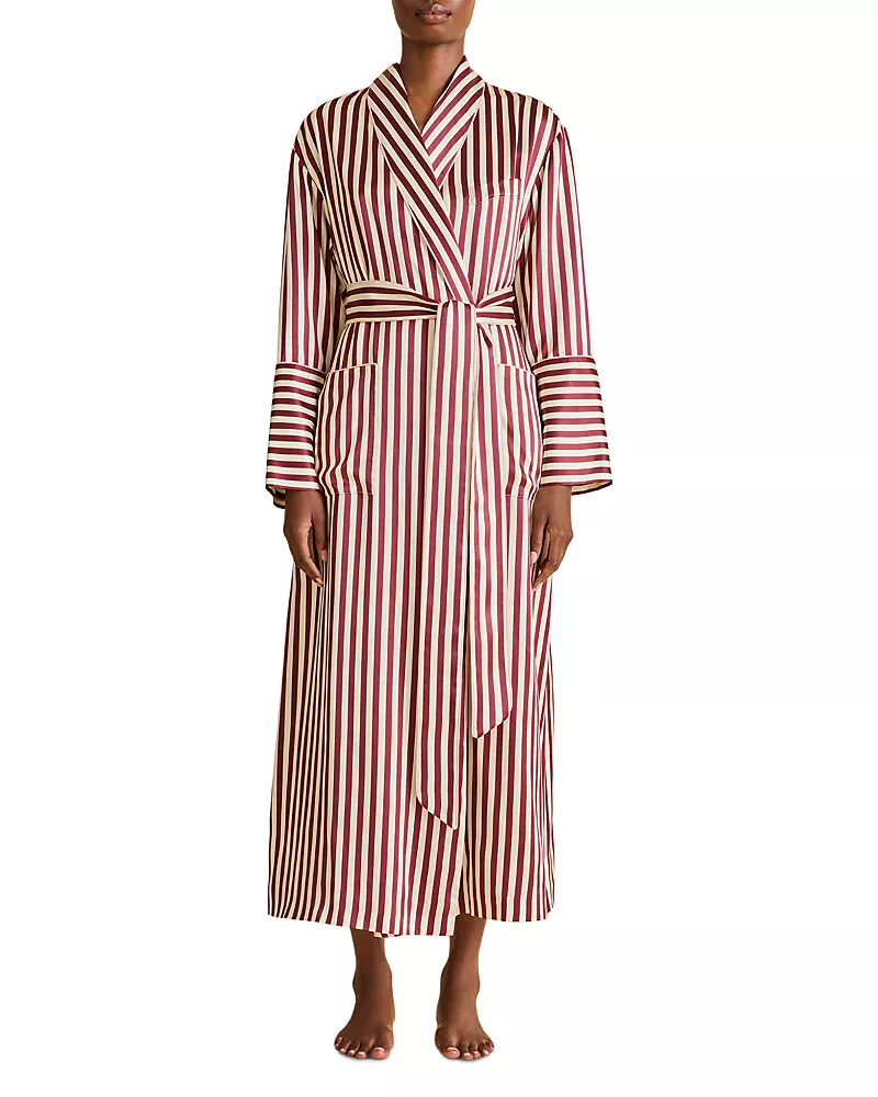 Olivia von Halle Soren Woven Silk Waist Tie Robe