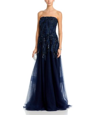 Embellished Tulle Strapless Gown - thumbnail 2