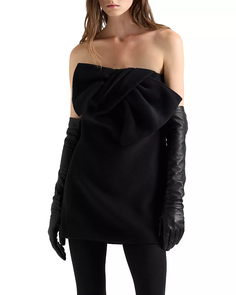 7 For All Mankind Wool-Blend Bow Trim Mini Dress