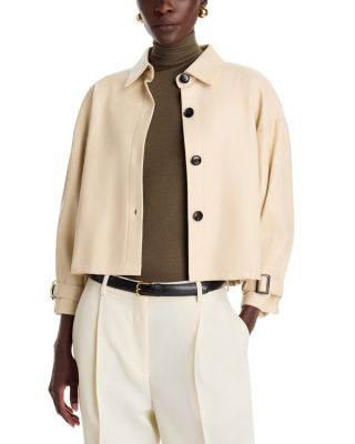Faux Leather Short Trench Coat 