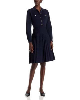 Pleated Midi Sweater Dress