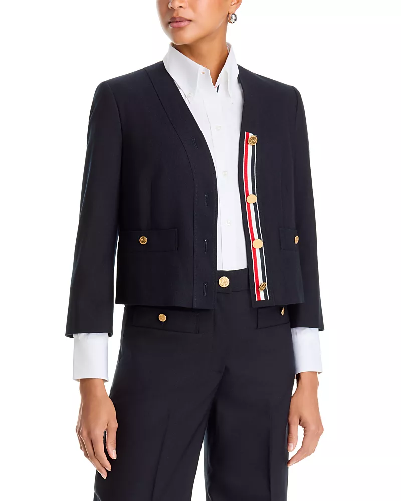 Thom Browne Wool V Neck Cardigan Jacket