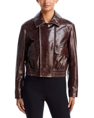 Tumbled Faux Leather Zip Front Jacket