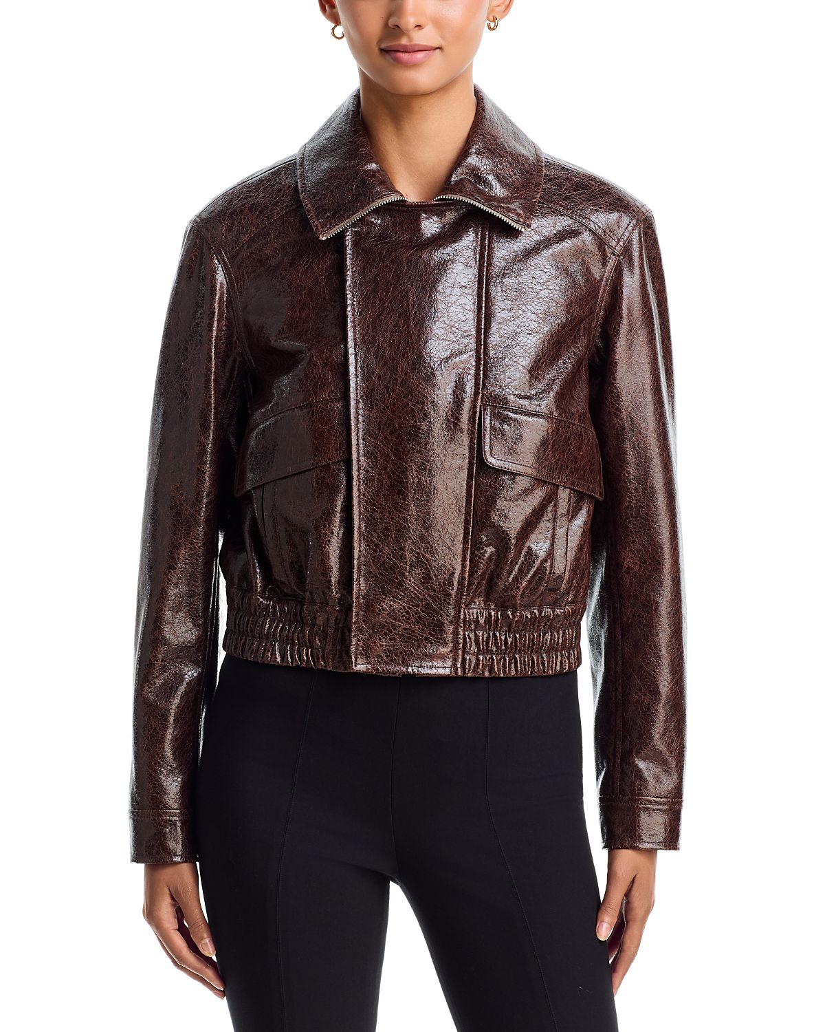 Cinq a Sept Tumbled Faux Leather Zip Front Jacket