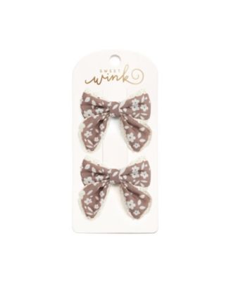 Girls' Mocha Floral Lace Bow Clip Set - Little Kid, Big Kid