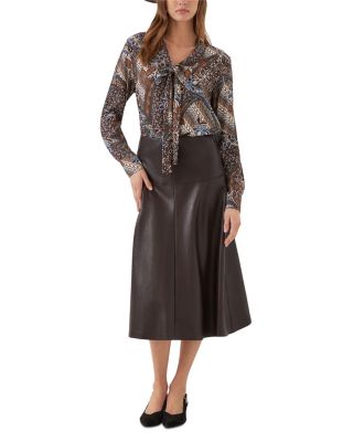 Faux Leather Midi Skirt