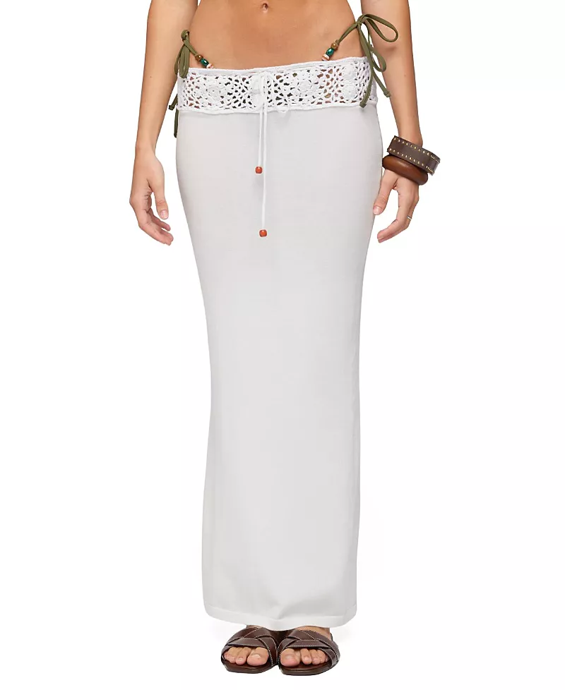 Edikted Maven Crochet Waist Knit Maxi Skirt