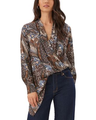 Layered Hem Faux Wrap Top