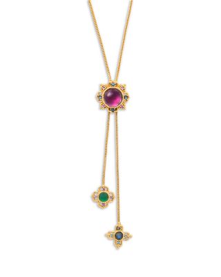 Contessa Multi Gemstone Adjustable Lariat Necklace, 24" 
