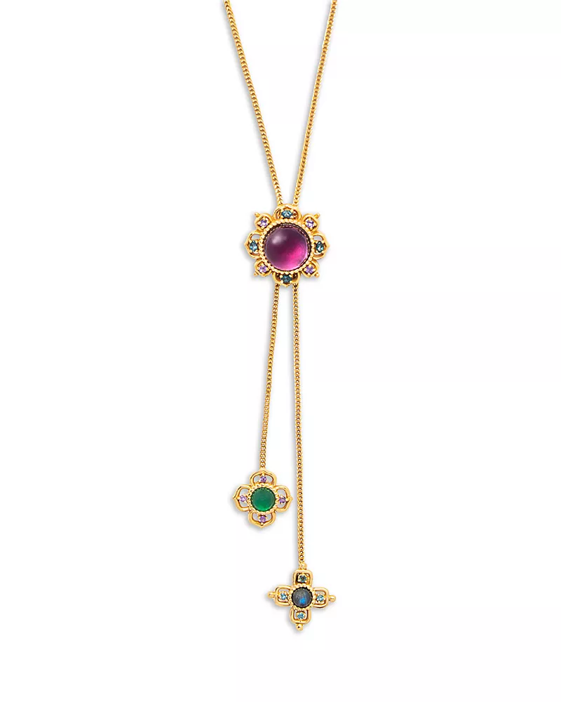 Capucine De Wulf Contessa Multi Gemstone Adjustable Lariat Necklace, 24