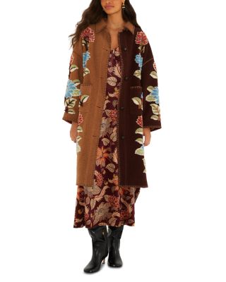 Blanket Stitch Fleece Midi Coat