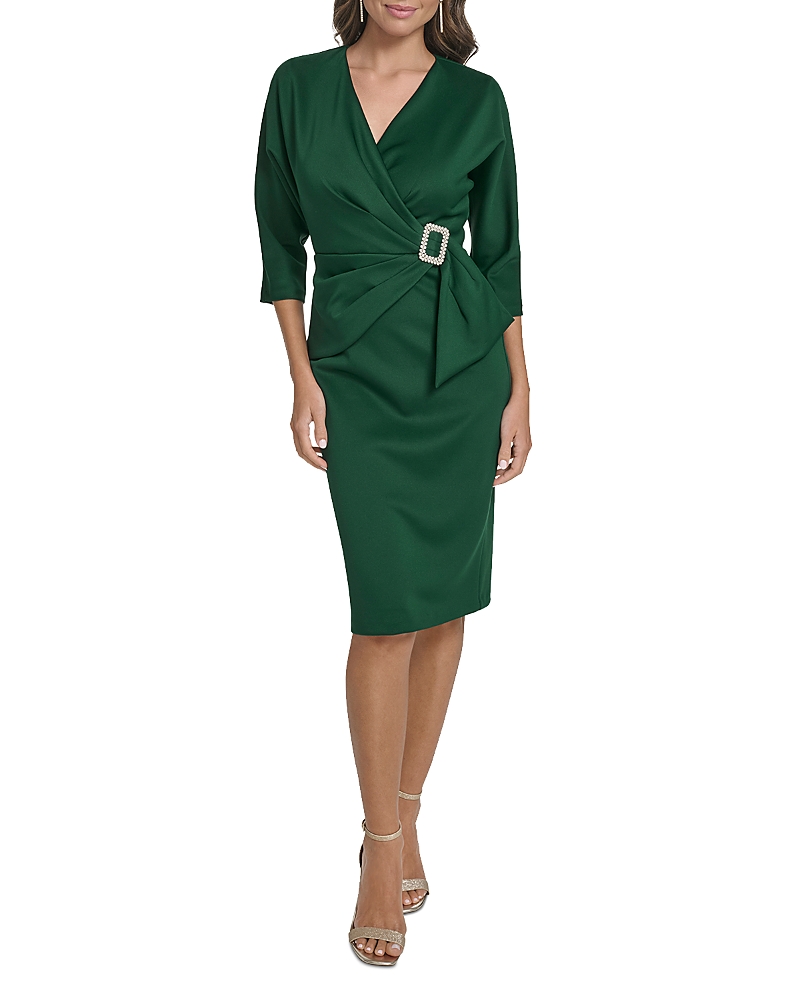 Eliza J Side Drape Three Quarter Sleeve Cocktail Dress